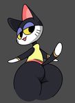 ambiguous_gender animal_crossing big_butt bottomless butt cat clothed clothing feline looking_at_viewer looking_back mammal nintendo presenting presenting_hindquarters punchy_(animal_crossing) robbonp solo video_games 