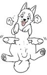  2016 animal_genitalia balls canine dog feral hindpaw male mammal manmosu_marimo nipples pawpads paws sheath simple_background tickling tongue tongue_out white_background 