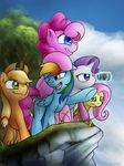  applejack_(mlp) blue_eyes cloud conicer cutie_mark earth_pony equine feathered_wings feathers female feral fluttershy_(mlp) friendship_is_magic fur green_eyes group hair horn horse long_hair magic_glow mammal multicolored_hair my_little_pony outside pegasus pink_hair pinkie_pie_(mlp) pony purple_hair rainbow_dash_(mlp) rarity_(mlp) scalie unicorn wings yellow_feathers 