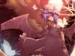  bad_id bad_pixiv_id bat_wings blood bug butterfly ebi_(ebiten1130) fingernails hat insect lavender_hair long_fingernails nail_polish red_eyes red_nails remilia_scarlet solo touhou wings 