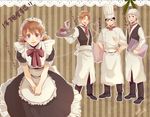  3boys abe_takaya alternate_costume chef_hat enmaided hanai_azusa hat maid mihashi_ren multiple_boys ookiku_furikabutte ribbon satsukiai shinooka_chiyo toque_blanche tray waiter 