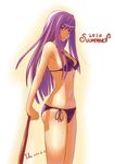  baseball_bat bikini highres long_hair original purple_eyes purple_hair solo standing swimsuit yuho_lin 