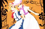  apron bad_id bad_pixiv_id blonde_hair carbonate dress hat highres kana_anaberal luize multiple_girls necktie no_nose pink_eyes short_hair short_sleeves touhou touhou_(pc-98) yellow_eyes 