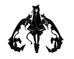 bad_id bad_pixiv_id bow copyright_request cross-laced_footwear full_body greyscale hair_bow high_contrast highres kiku_(kicdoc) monochrome ribbon simple_background solo tail wings 