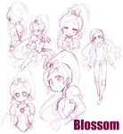  bad_id bad_pixiv_id cure_blossom hanasaki_tsubomi heartcatch_precure! magical_girl monochrome multiple_views pink precure sketch souto 