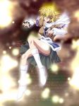  bad_id bad_pixiv_id black_skirt blonde_hair cape fingernails full_body head_tilt legs long_fingernails long_sleeves looking_at_viewer mizuhashi_parsee ootsuki_wataru sharp_fingernails short_hair skirt solo thighs touhou 