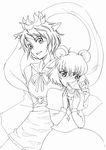  animal_ears bad_id bad_pixiv_id bishamonten's_pagoda blush greyscale holding kemonomimi_mode kondou_(acid) monochrome mouse_ears multiple_girls nazrin shawl sketch tiger_ears toramaru_shou touhou 