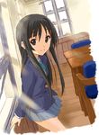  akiyama_mio black_eyes black_hair dutch_angle hal_(21) k-on! long_hair school_uniform solo 