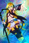  bad_id bad_pixiv_id blonde_hair boots cable cd headphones highres lily_(vocaloid) long_hair microphone microphone_stand midriff pochiharu solo thigh_boots thighhighs vocaloid 