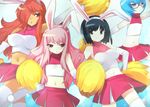  animal_ears bunny_ears cheerleader dark_skin glasses kirche_augusta_frederica_von_anhalt_zerbst louise_francoise_le_blanc_de_la_valliere midriff multiple_girls pom_poms siesta skirt tabitha thighhighs usatsuka_eiji zero_no_tsukaima 