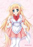  animal_ears blonde_hair dreamparty highres long_hair maid moekibara_fumitake pantyhose solo tail wrist_cuffs 