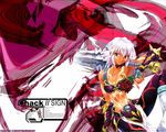  .hack// .hack//sign bandai black_rose black_rose_(.hack//) blackrose cyber_connect_2 dark_skin flower pink_hair red_eyes rose sadamoto_yoshiyuki short_hair smile solo sword wallpaper weapon 