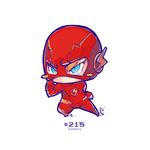  artist_name blonde_hair blue_eyes bodysuit chibi dc_comics gloves jr4rt justice_league male_focus mask short_shorts shorts simple_background solo the_flash white_background 