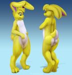  2016 anthro butt cute digital_media_(artwork) featureless_crotch fur hair jamesfoxbr lagomorph long_ears male mammal nude rabbit simple_background smile solo standing 
