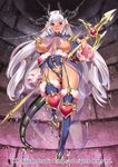  animal_humanoid armor big_breasts blush breasts clothed clothing dragon dragon_humanoid ear_piercing hair horn humanoid long_ears long_hair melee_weapon piercing pointy_ears polearm pose red_eyes sinozuka_atsuto skimpy solo spear voluptuous weapon white_hair 