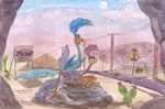  anticipation atmospheric avian cactus cloud desert female from_behind_position full_moon getting_ready hi_res looney_tunes male male/female mating_season moon perspective poles queensmate roadrunner_(looney_tunes) rock sex sign sunset traditional_media_(artwork) warner_brothers watercolor_(artwork) wings 