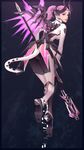  ;) alternate_color ass back bad_id bad_pixiv_id bent_over bodysuit breasts closed_mouth copyright_name from_behind highres holding holding_weapon imp_mercy jn3 leaning_forward long_hair looking_at_viewer medium_breasts mercy_(overwatch) one_eye_closed overwatch pink_eyes pink_hair ponytail purple_wings smile solo tail weapon wings 