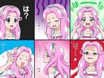  :d =_= anger_vein blush_stickers breath closed_eyes empty_eyes expressions fingers_to_cheeks flower green_eyes ha-chan_(mahou_girls_precure!) hair_flower hair_intakes hair_ornament hairband hanami_kotoha long_hair looking_at_viewer looking_back mahou_girls_precure! mameshiba montage open_mouth pink_hair precure profile ringed_eyes sigh smile smug solo troll_face 