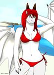  anthro beach bikini clothing digital_media_(artwork) dragon female inannaeloah safe seaside solo swimsuit western_dragon 
