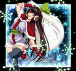  alternate_costume bad_id bad_pixiv_id black_hair black_legwear capelet christmas commentary_request dress earmuffs gloves grey_eyes nakoruru piyopiyomen red_gloves running sack samurai_spirits sash short_dress snowflakes solo standing standing_on_one_leg thighhighs zettai_ryouiki 