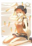  1girl bunny_ears carrot carrot_(one_piece) carrot_print hat one_piece smile solo 