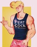  1boy blonde_hair hair_over_one_eye hand_in_pocket male_focus one_piece pompadour solo tank_top vinsmoke_family 