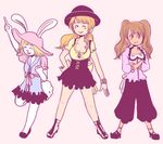  3girls bunny_ears carrot_(one_piece) charlotte_pudding crossed_arms hat multiple_girls nami_(one_piece) one_piece smile standing 