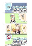  4koma 5girls :3 absurdres aqua_eyes bad_id bad_pixiv_id ball blonde_hair blue_eyes blue_hair comic duct_tape flying_sweatdrops fubuki_(zhan_jian_shao_nyu) hat hatsuyuki_(zhan_jian_shao_nyu) highres lexington_(zhan_jian_shao_nyu) lulu_heika miyuki_(zhan_jian_shao_nyu) multiple_girls purple_eyes rejection sailor_collar shirayuki_(zhan_jian_shao_nyu) smile soccer_ball speech_bubble sweatdrop thought_bubble translated turtleneck zhan_jian_shao_nyu 