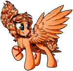  2016 amber_eyes brown_fur chest_tuft cutie_mark equine fan_character feathered_wings feathers fur gray--day hair hooves horse mammal my_little_pony pegasus pony red_hair simple_background smile solo standing teeth tuft wings 