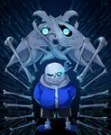  animated animated_skeleton bone clothed clothing digital_media_(artwork) gaster_blaster glowing glowing_eyes hiyakim hoodie sans_(undertale) skeleton slippers smile undead undertale video_games 