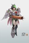  adapted_costume arm_cannon cosplay facial_mark facial_tattoo highres mechanical_wings overwatch pharah_(overwatch) pharah_(overwatch)_(cosplay) reiuji_utsuho tattoo touhou weapon wings zhengyifan7 