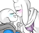  animated_skeleton blush bone boss_monster caprine clothed clothing eyes_closed female friisans goat hand_holding hoodie kissing long_ears male mammal sans_(undertale) skeleton undead undertale video_games 