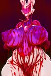  2016 big_breasts blood breasts demon female hi_res huge_breasts lipstick long_tongue medeula messy nipples pubes pussy solo sunibee tongue tongue_out visor 