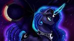  2016 bat_pony blue_eyes blue_fur blue_hair cloud cosmic_hair crown cutie_mark das-leben equine female feral friendship_is_magic fur hair hi_res horn hybrid jewelry magic mammal membranous_wings moon my_little_pony necklace princess_luna_(mlp) sky smile solo star winged_unicorn wings 