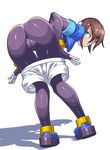  aile ass bodysuit breasts brown_hair commentary_request gloves green_eyes lol_(harikofu) looking_at_viewer rockman rockman_zx short_hair shorts skin_tight solo spandex undressing 