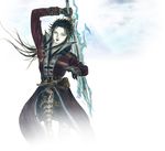  amano_yoshitaka black_hair blue_eyes boots final_fantasy final_fantasy_brave_exvius gloves highres lasswell long_hair male_focus official_art simple_background solo white_background 