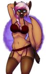  2014 alpha_channel anthro breasts canine clothed clothing detailed digital_media_(artwork) female hair jezebel long_hair looking_at_viewer mammal porin pussy simple_background skimpy solo standing transparent_background 