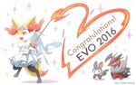  anthro avian bird black_fur blush braixen canine clothed clothing dress emolga english_text evo evo_2016 fangs fire flower fox fur inner_ear_fluff legendary_pok&eacute;mon mammal nintendo open_mouth plant pok&eacute;mon pokken_tournament red_eyes red_fur red_nose rodent simple_background squirrel text video_games white_fur wings yellow_fur yveltal 