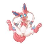  2016 blush derpah eeveelution female feral hi_res hindpaw looking_at_viewer nintendo open_mouth pawpads paws pok&eacute;mon pussy simple_background solo spread_legs spreading sylveon video_games white_background 