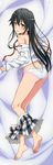  absurdres ass bed_sheet black_hair blue_eyes breasts dakimakura from_above full_body highres huge_filesize long_hair looking_at_viewer lying medium_breasts official_art on_side open_clothes open_shirt panties pleated_skirt red_ribbon ribbon shirt sideboob skirt solo tanaka_yuuichi underwear white_panties white_shirt yahari_ore_no_seishun_lovecome_wa_machigatteiru. yukinoshita_yukino 