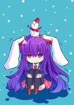  animal_ears blazer bunny_ears full_body highres ishimu jacket lavender_hair long_hair necktie purple_hair red_eyes red_neckwear reisen_udongein_inaba shirt skirt snowman solo touhou trembling very_long_hair 