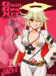  ;q ahoge ankh ass_visible_through_thighs bangs belt belt_buckle black_gloves blush bodysuit breasts breasts_apart buckle candy center_opening character_name cleavage closed_mouth collarbone copyright_name cowboy_shot emblem flipped_hair food gloves guilty_gear guilty_gear_xrd hair_between_eyes halo hand_on_hip holding index_finger_raised jack-o'_valentine jewelry legs_together licking_lips light_smile lollipop long_hair long_sleeves looking_at_viewer loose_belt medium_breasts multicolored_hair necklace one_eye_closed outline red_eyes red_gloves red_hair runes sidelocks smile smiley_face solo standing strap studded_belt tasogare_yanio tongue tongue_out transparent twitter_username two-tone_hair very_long_hair white_hair wide_sleeves zoom_layer 