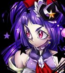  black_background black_hat cure_magical hat izayoi_liko long_hair looking_away magical_girl mahou_girls_precure! mini_hat mini_witch_hat ninomae precure purple_eyes purple_hair serious solo star upper_body witch_hat 