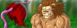  blush cum feline leo_(red_earth) lion male mammal muscular pecs red_earth tagme tentacles 