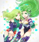  :d :o android aschen_brodel bad_id bad_pixiv_id banned_artist bare_shoulders boots breasts cleavage collar fingerless_gloves gloves green_eyes green_gloves green_hair hand_on_another's_shoulder headgear jacket lamia_loveless large_breasts leotard long_hair long_sleeves looking_at_viewer multiple_girls nunuko_(mu661129) open_hand open_mouth puffy_long_sleeves puffy_sleeves sleeveless smile super_robot_wars super_robot_wars_og_moon_dwellers super_robot_wars_og_saga_mugen_no_frontier thigh_boots thighhighs white_background 