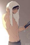  1boy black_hair mashima_shima meitantei_conan muscle smile solo tagme topless towel underwear wet 