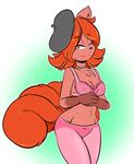  anthro bra breasts canine choker cleavage clothed clothing duckdraw female fox ivanna legwear mammal nintendo panties pok&eacute;mon simple_background smile solo stockings underwear video_games vulpix 