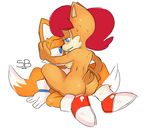  blue_eyes blush breasts butt canine fox mammal miles_prower multi_tail rodent sally_acorn skinbark sonic_(series) squirrel 