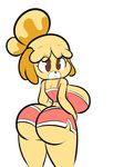  animal_crossing breasts butt canine clothing dog isabelle_(animal_crossing) mammal nintendo shorts smile solofrozen video_games wide_hips 