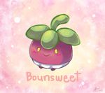  blush bounsweet character_name gen_7_pokemon leaf mz_15 no_humans pink_background pokemon pokemon_(creature) solo yellow_eyes 